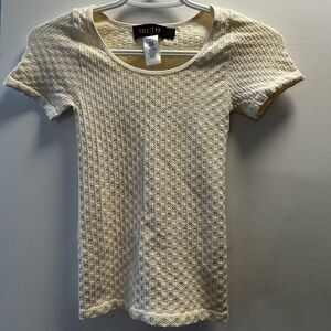 Truth by Republic Cream Textured Short Sleeve Top